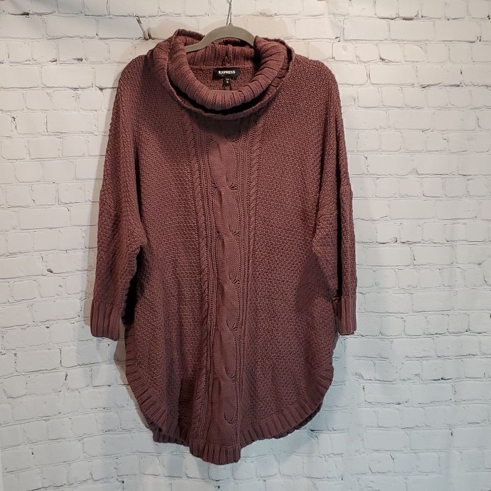 Express purple cowlneck pull over ponch NWT
